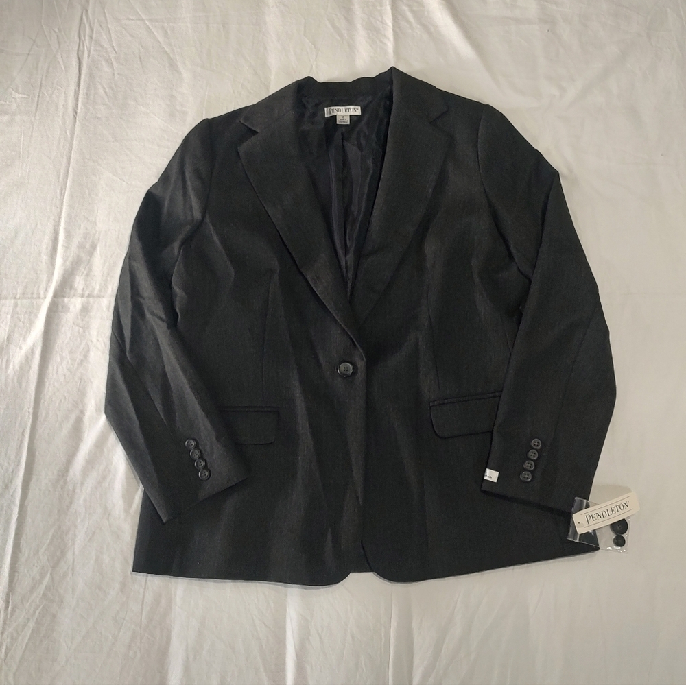 Pendleton Gray Refined Essentials Wool Blazer 16 … - image 2